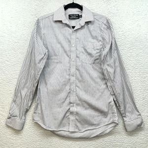 Topman Shirt Mens Extra Small White Blue Button Down Striped Casual Regular Fit